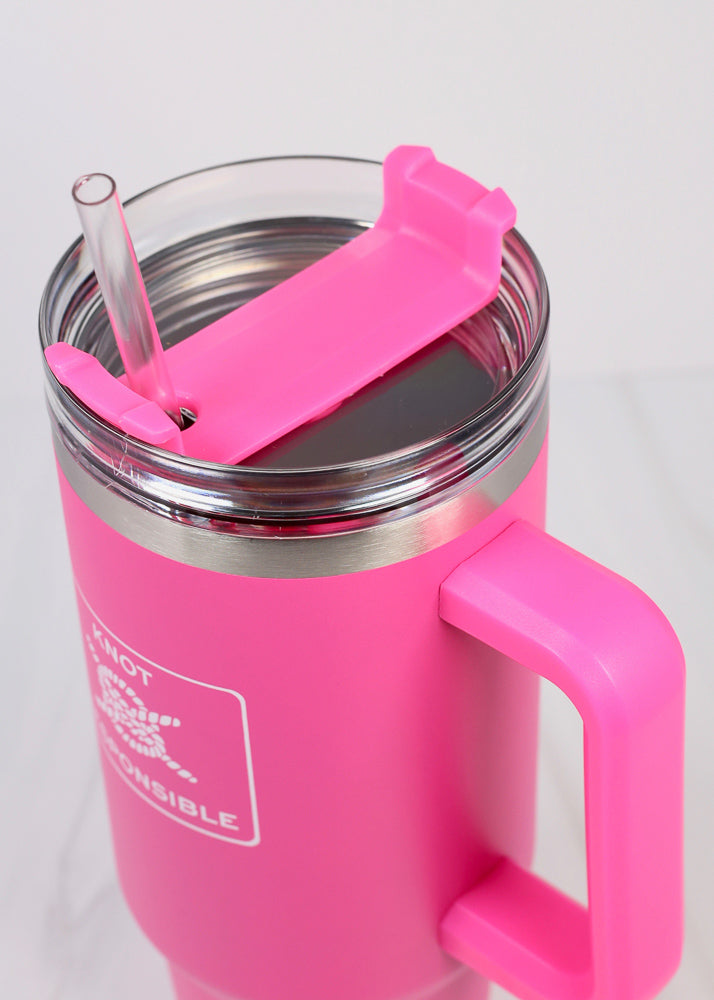 Handle Insulated Cup- Hot Pink (40oz)