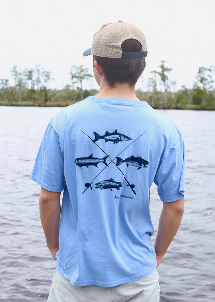 Southern Fish Cotton Pocket Tee- Columbia Blue – Knot Responsible