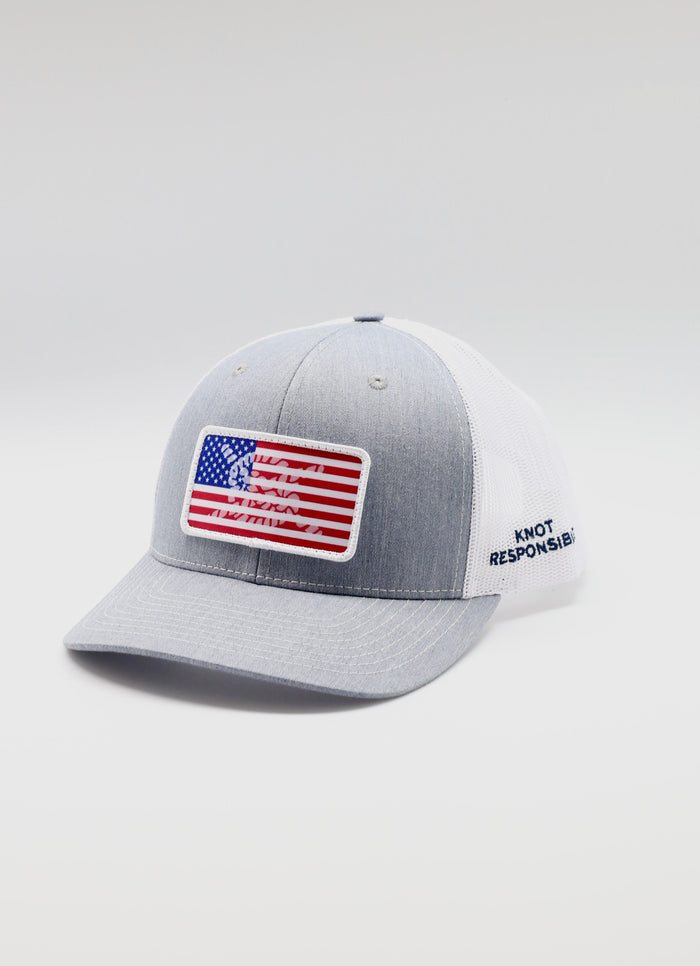 Extra Large USA Patch Trucker Hat- Grey/White