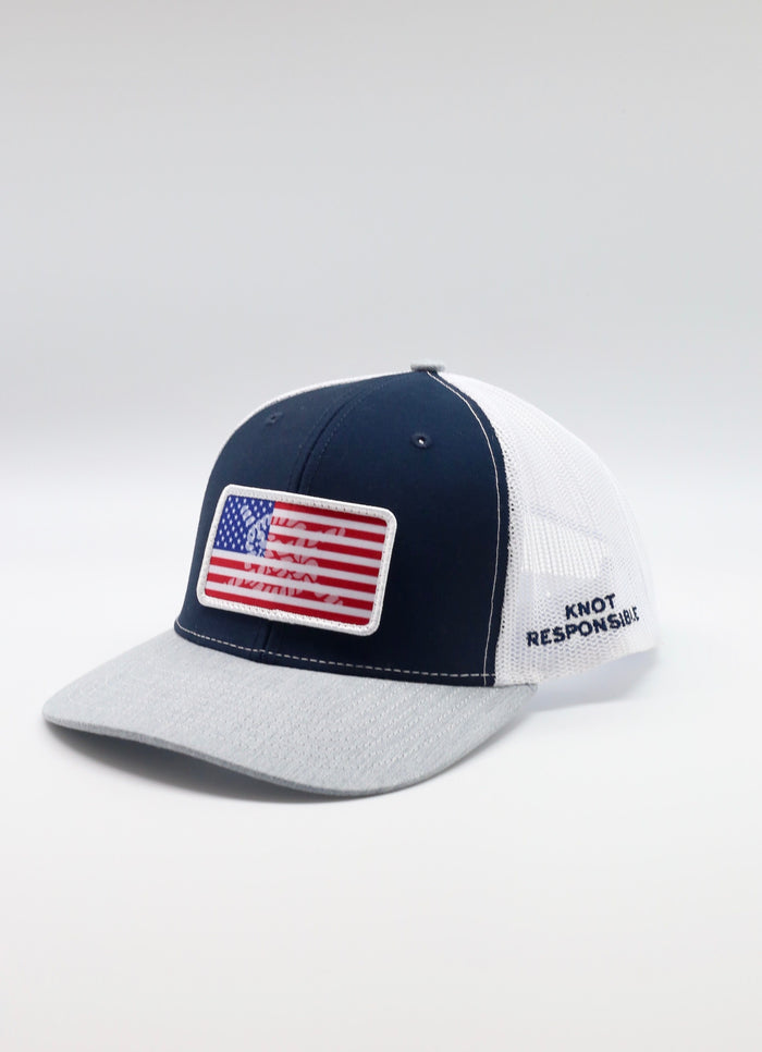 USA Patch Trucker Hat- Navy/White/Grey