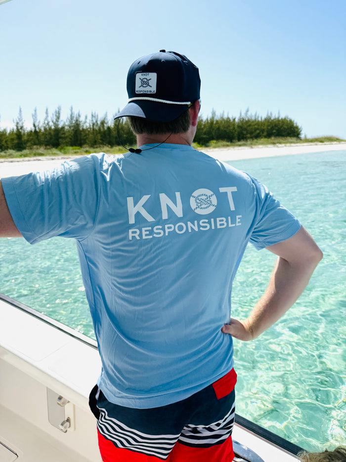 Stacked Logo Performance Short Sleeve- Sky Blue