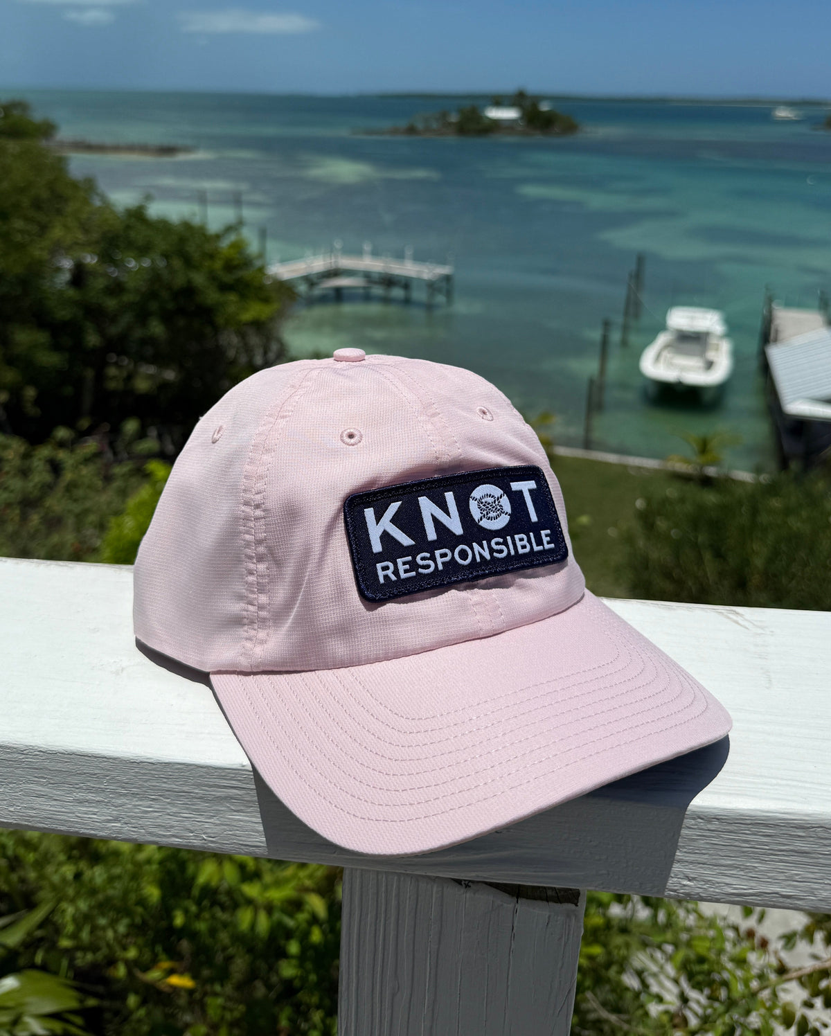 Performance Hat Stacked Logo- Light Pink