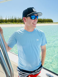 Stacked Logo Performance Short Sleeve- Sky Blue