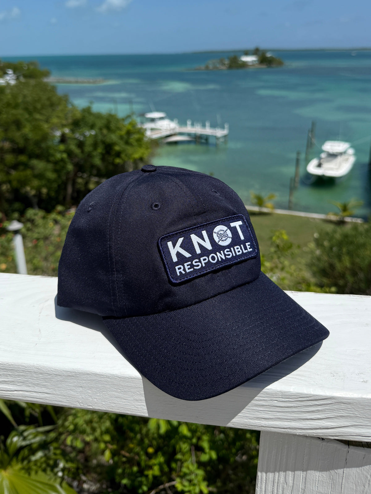 Performance Hat Stacked Logo- Navy