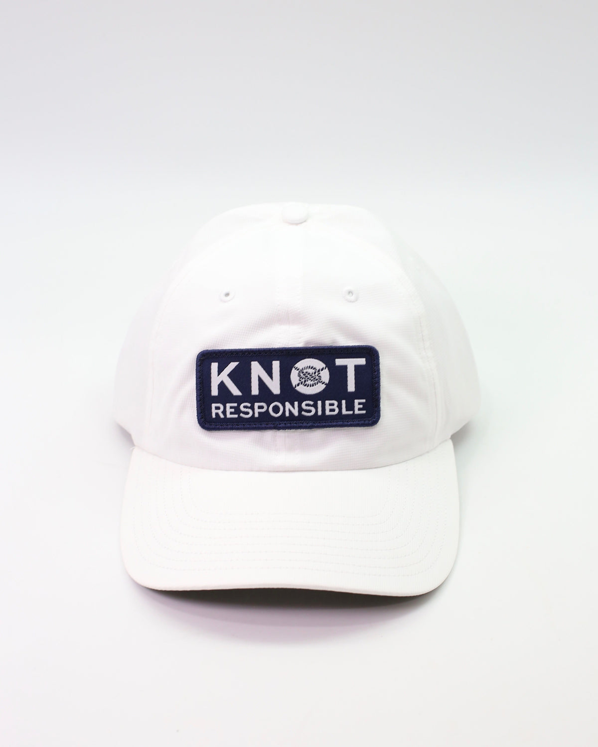 Performance Hat Stacked Logo- White