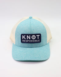Low Pro Trucker Hat Stacked Logo- Heather Teal