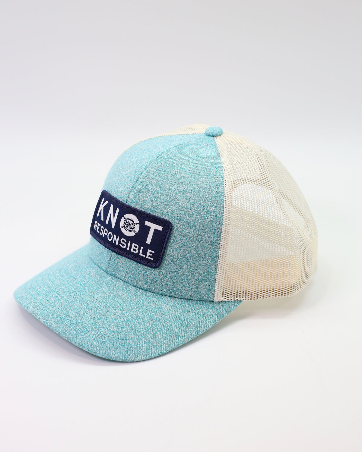 Low Pro Trucker Hat Stacked Logo- Heather Teal