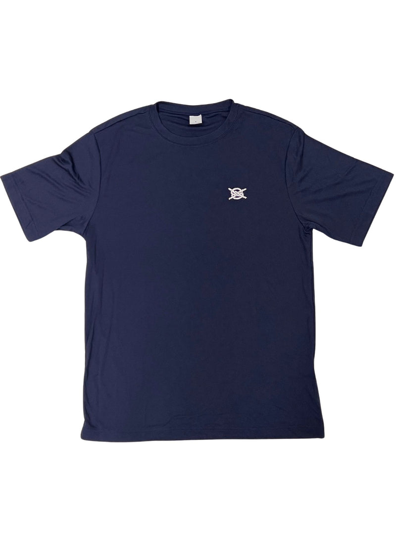 Stacked Logo Performance Short Sleeve- Navy