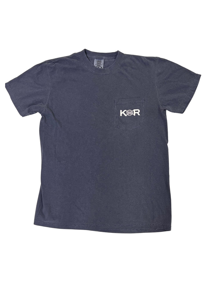Classic Logo Cotton Pocket Tee- Washed Navy