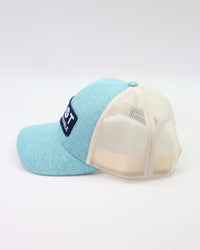 Low Pro Trucker Hat Stacked Logo- Heather Teal