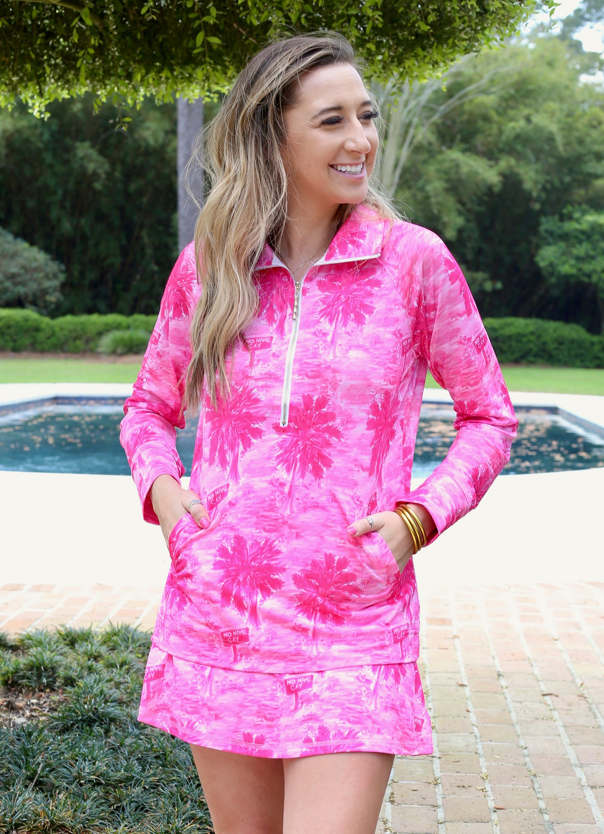 Pink half zip online pullover