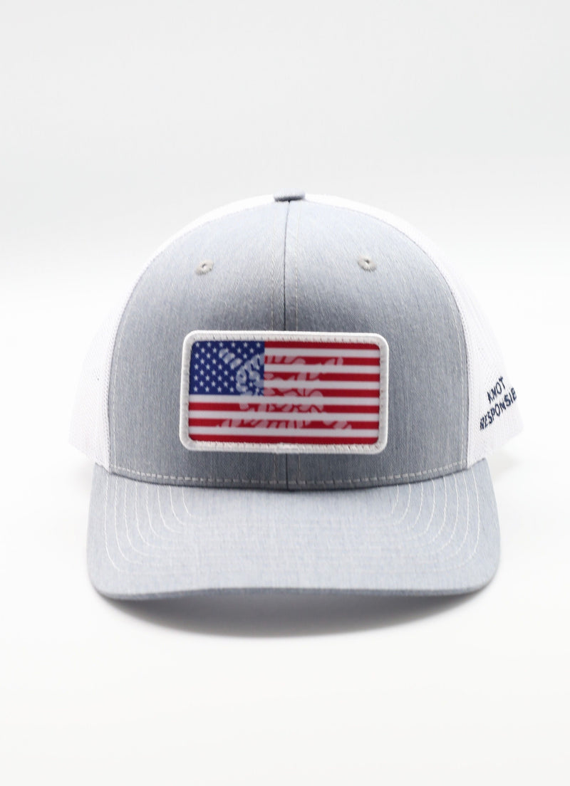 Extra Large Limited Edition USA Patch Trucker Hat- Grey/White