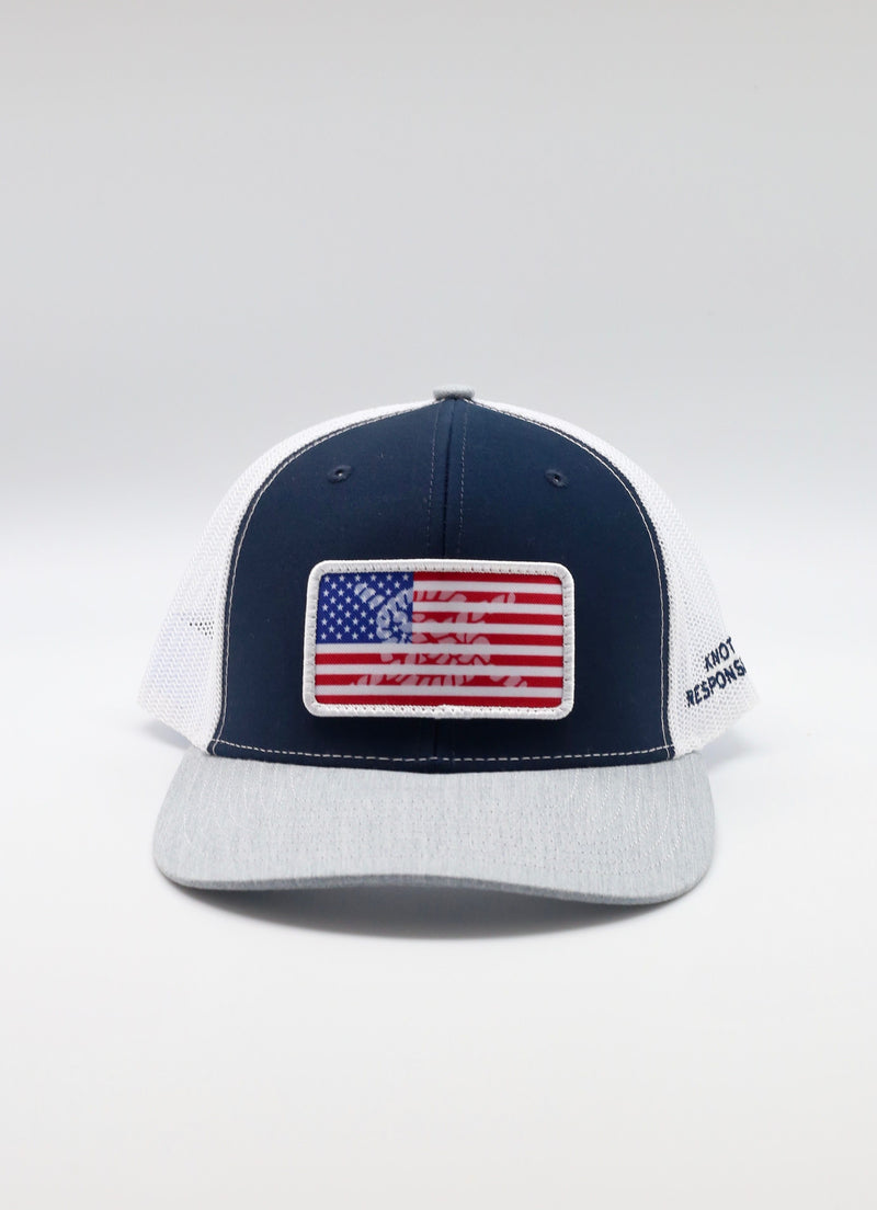 USA Patch Trucker Hat- Navy/White/Grey
